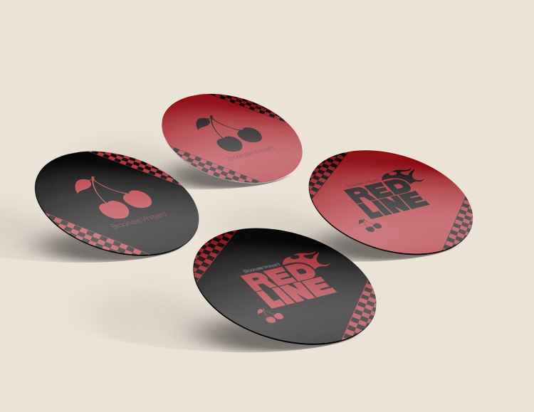 Red Line Wine Label, stickers. Hunter K. Muirheid