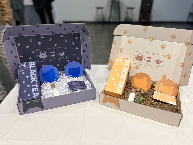 KitTea Subscription box in situ at the Senior Art and Design Show 2024, design by Hunter K. Muirheid