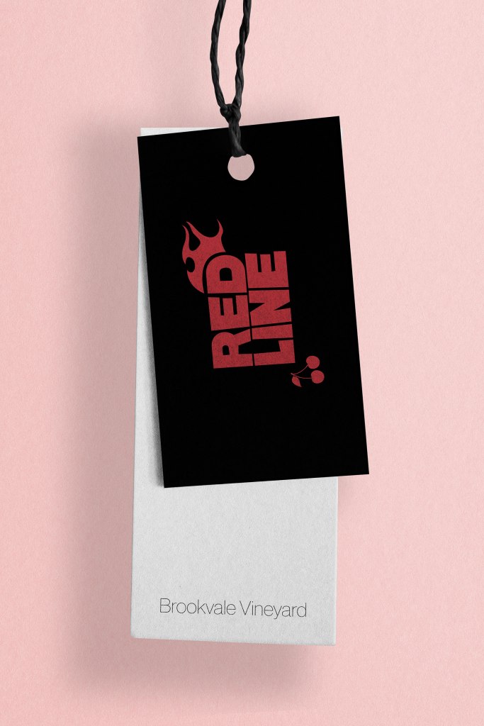 Red Line Wine Label tags. Hunter K. Muirheid
